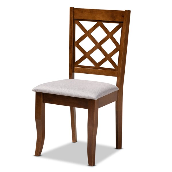 Baxton Studio Beth Grey Upholstered and Walnut Wood 5-Piece Dining Set - 173-9874-10901