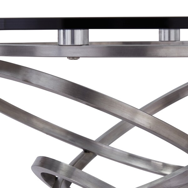 Armen Living Wendy Contemporary Dining Table in Brushed Stainless Steel Finish and Clear Glass top - LCWNDIBS