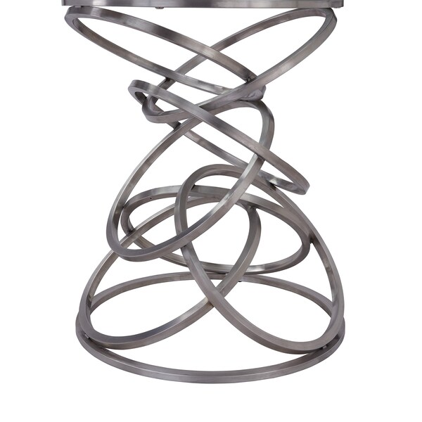 Armen Living Wendy Contemporary Dining Table in Brushed Stainless Steel Finish and Clear Glass top - LCWNDIBS