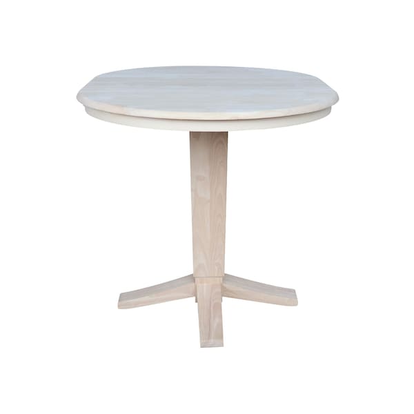 International Concepts 36 in. Solid Wood Round Top Pedestal Table w/12 in. Leaf - 36.1 in.High - Dining Height, Unfinished - K-36RXT-23B-36