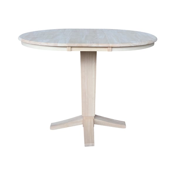 International Concepts 36 in. Solid Wood Round Top Pedestal Table w/12 in. Leaf - 36.1 in.High - Dining Height, Unfinished - K-36RXT-23B-36