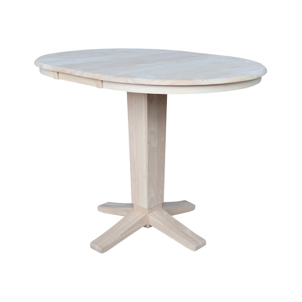 International Concepts 36 in. Solid Wood Round Top Pedestal Table w/12 in. Leaf - 36.1 in.High - Dining Height, Unfinished - K-36RXT-23B-36