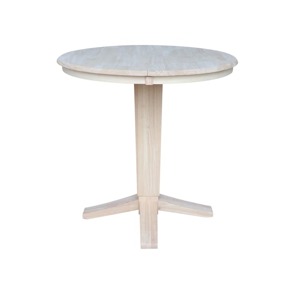 International Concepts 36 in. Solid Wood Round Top Pedestal Table w/12 in. Leaf - 36.1 in.High - Dining Height, Unfinished - K-36RXT-23B-36