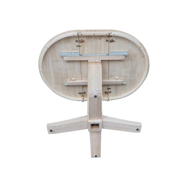 International Concepts 36 in. Solid Wood Round Top Pedestal Table w/12 in. Leaf - 36.1 in.High - Dining Height, Unfinished - K-36RXT-23B-36