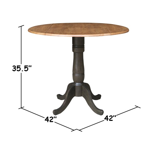 International Concepts Round 42 in W, 42 in L, 35.5 in H, Wood, Hickory/Washed Coal - K45-42DPT-S102-4