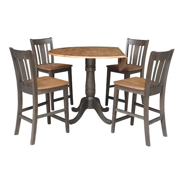 International Concepts Round 42 in W, 42 in L, 35.5 in H, Wood, Hickory/Washed Coal - K45-42DPT-S102-4