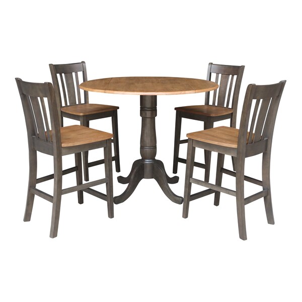 International Concepts Round 42 in W, 42 in L, 35.5 in H, Wood, Hickory/Washed Coal - K45-42DPT-S102-4