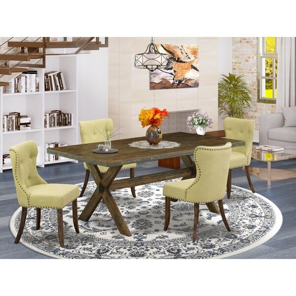 East West Furniture 5 Piece X-Style Modern Dining Set - Distressed Jacobean - X777SI737-5