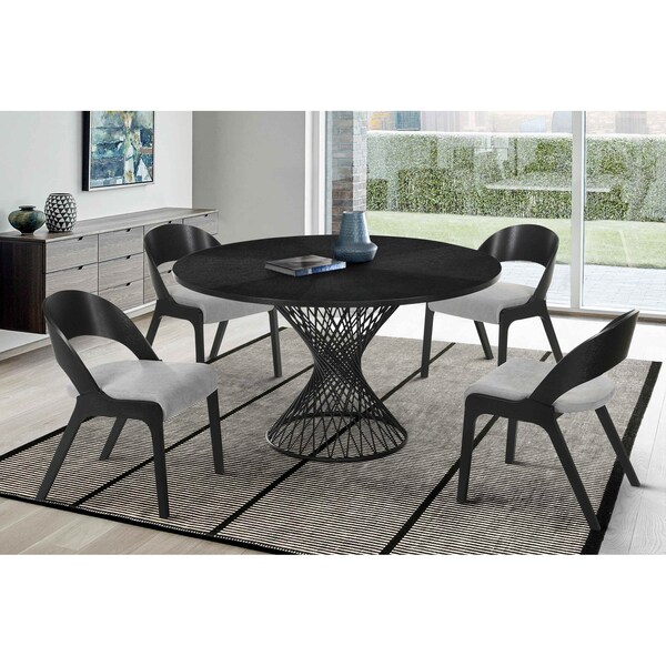 Armen Living Cirque and Polly 5 Piece Black Round Dining Set - SETCQDIBLK5C