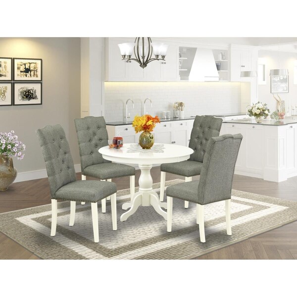 East West Furniture 5 Piece Hartland Dinette Set - Linen White - HBEL5-LWH-07