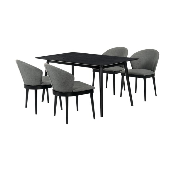 Armen Living Westmont and Juno Charcoal and Black 5 Piece Dining Set - SETWEDI5JNBLCH