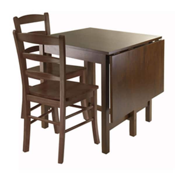 Winsome Trading Lynden 3pc Dining Table with 2 Ladder Back Chairs - Antique Walnut - 94343