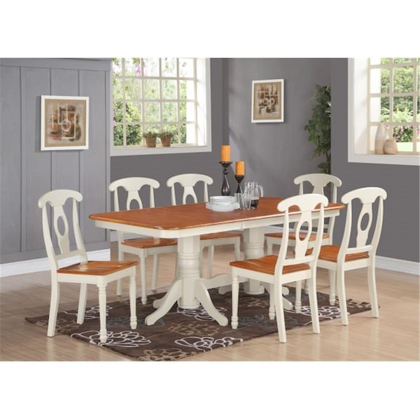 East West Furniture 7 Piece Dining Room Set For 6-Dining Table With A Leaf and 6 Dining Chairs - NAKE7-WHI-W