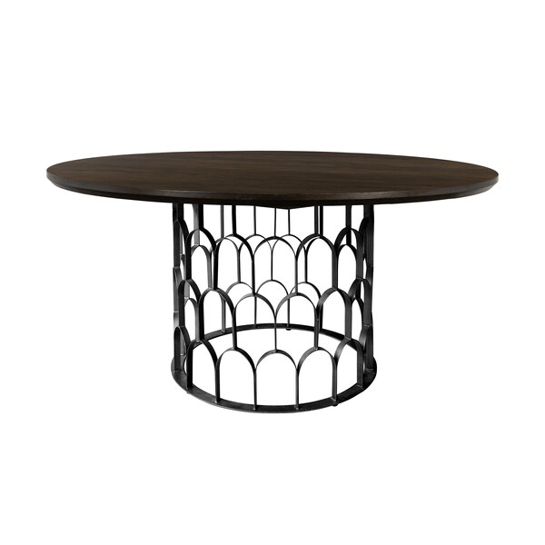 Armen Living Gatsby Oak and Metal Round Dining Table - LCGTDIOA
