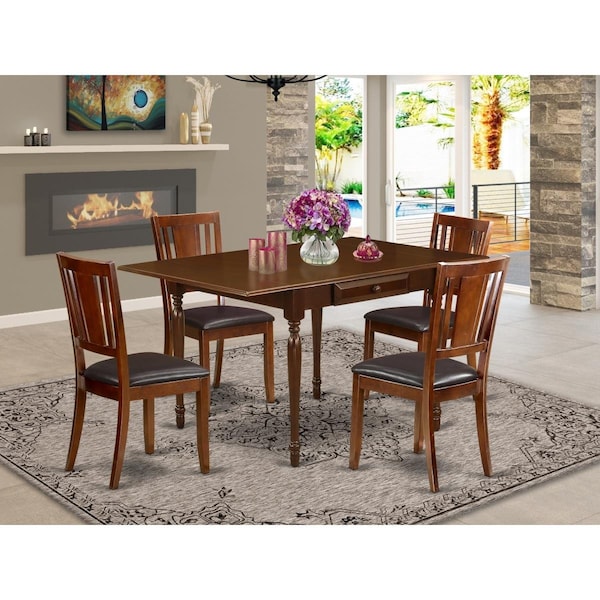 East West Furniture 5 Piece Monza Dining Table Set - Mahogany - MZDU5-MAH-LC