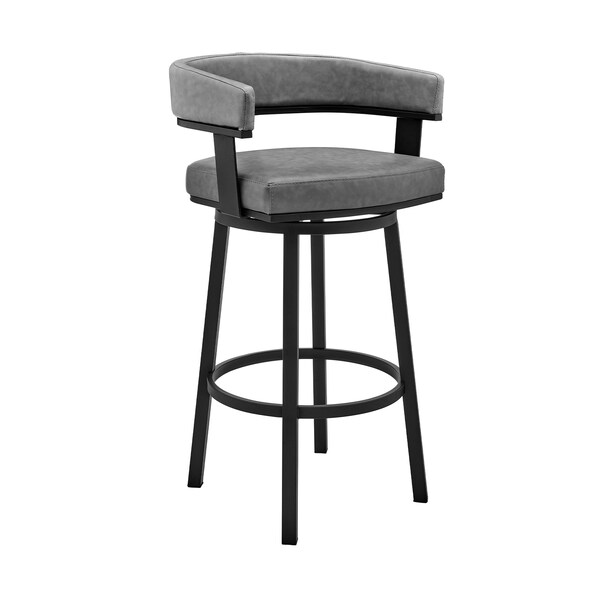 Armen Living Naomi and Lorin 5-Piece Counter Height Dining Set in Black Metal and Gray Faux Leather - SETNMLRGRBL5