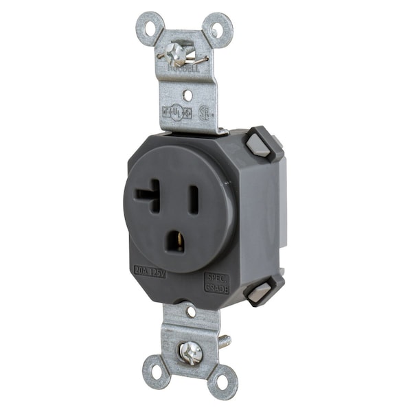 Hubbell Wiring Device-Kellems Straight Blade Devices, Receptacles, Single, SNAPConnect, 20A 125V, 2-Pole 3-Wire Grounding, 5-20R, Black. - SNAP5361BK