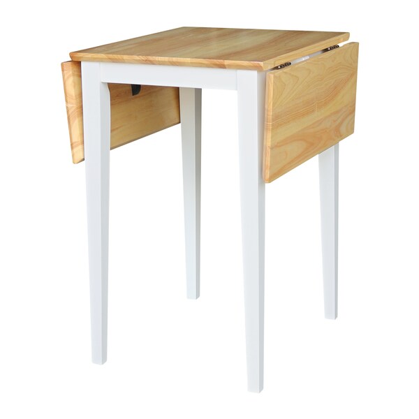 International Concepts Rectangle Small Dropleaf Table, White / Natural, 36 in W, 22 in L, 29 in H, Wood, White/Natural - T02-2236D