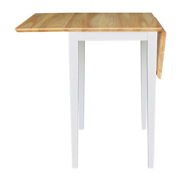 International Concepts Rectangle Small Dropleaf Table, White / Natural, 36 in W, 22 in L, 29 in H, Wood, White/Natural - T02-2236D