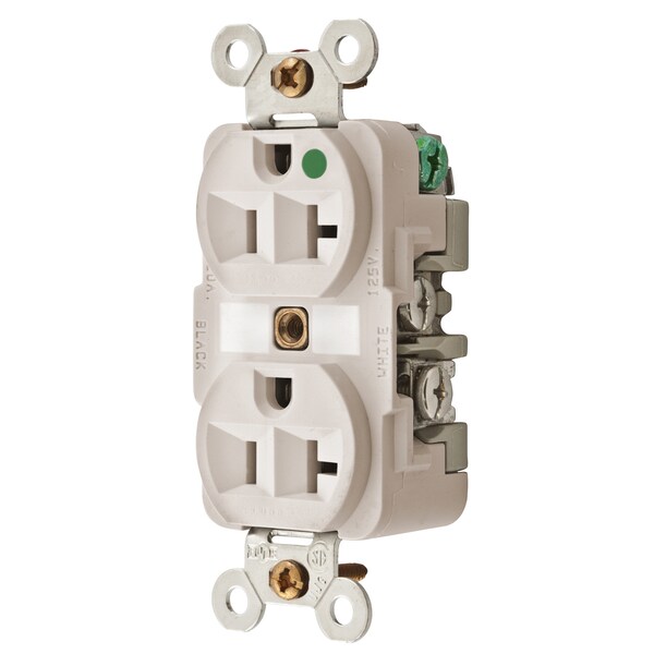 Hubbell Wiring Device-Kellems Straight Blade Devices, Receptacles, Duplex, Hospital MRI Grade, 20A 125V, 2-Pole 3-Wire Grounding, 5-20R, Light Almond - HBL8300LAMRI
