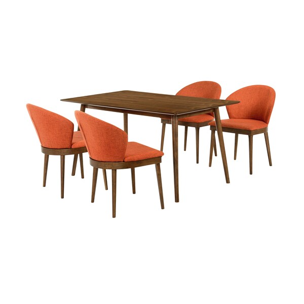Armen Living Westmont and Juno Orange and Walnut 5 Piece Dining Set - SETWEDI5JNWAOR