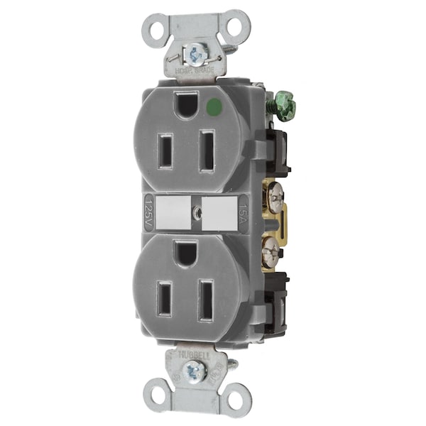 Hubbell Wiring Device-Kellems HUBBELL-PRO HG DPLX 15A/125V GY - 8200GY