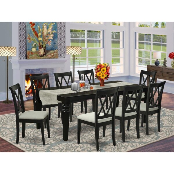 East West Furniture 9 Piece Logan Dining Set - Black - LGCL9-BLK-C