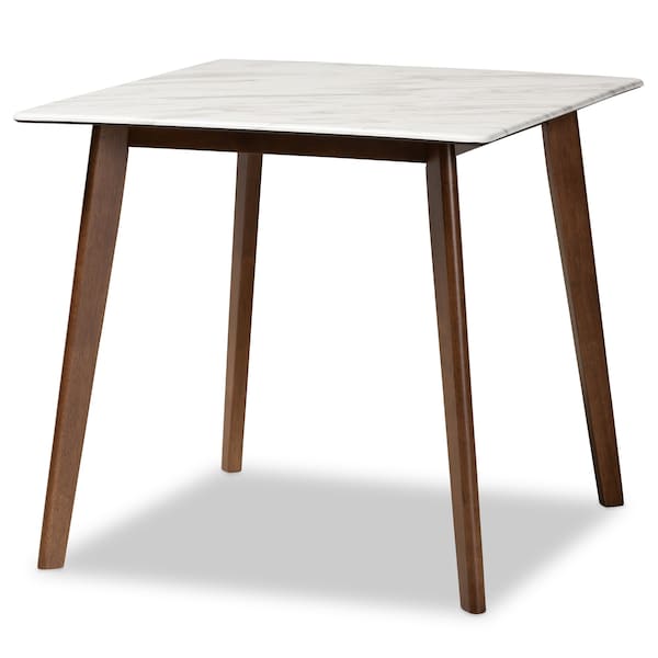 Baxton Studio Pearson Mid-Century Transitional Light Grey Fabric and Walnut Brown Finished Wood 5-PC Dining Set - 178-10812-11082-ZORO
