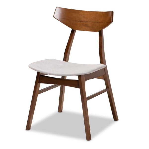 Baxton Studio Pearson Mid-Century Transitional Light Grey Fabric and Walnut Brown Finished Wood 5-PC Dining Set - 178-10812-11082-ZORO