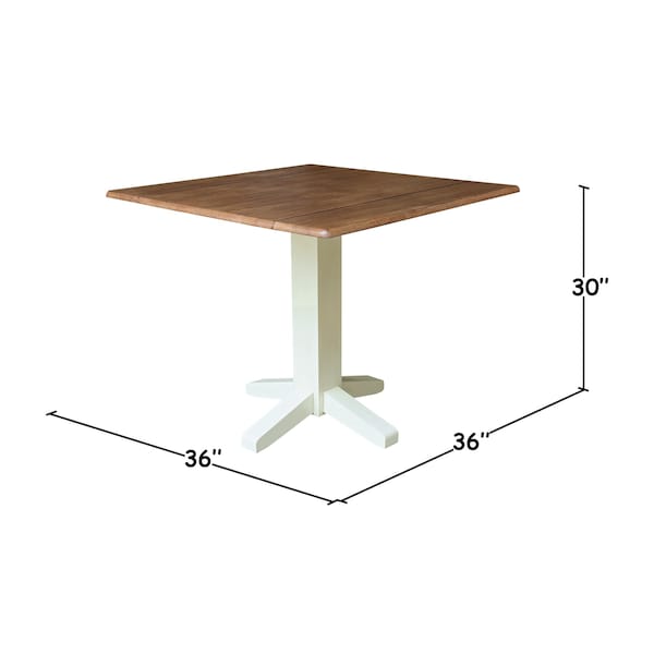 Whitewood Industries Rectangular Dual Drop Leaf Dining Table, 36 in W, 30 in L, 36 in H, Parawood, Hickory/Shell - T79-36SDP
