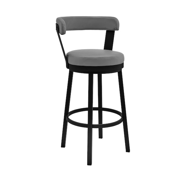 Armen Living Naomi and Bryant 4-Piece Counter Height Dining Set in Black Metal and Gray Faux Leather - SETNMBYGRBL4