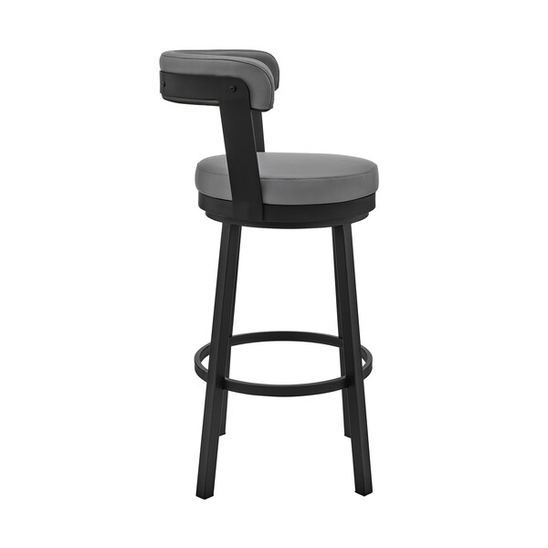 Armen Living Naomi and Bryant 4-Piece Counter Height Dining Set in Black Metal and Gray Faux Leather - SETNMBYGRBL4