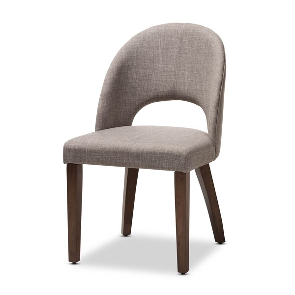 Baxton Studio Wesley Light Grey Upholstered Walnut Finished Wood 5-Piece Dining Set - 144-7945-7946