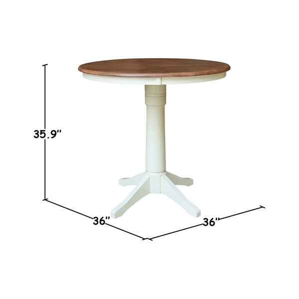Whitewood Industries Rectangular Fixed Top Pedestal Table, 36 in W, 35.9 in L, 36 in H, Parawood, Hickory/Shell - K79-36RT-27B-6B