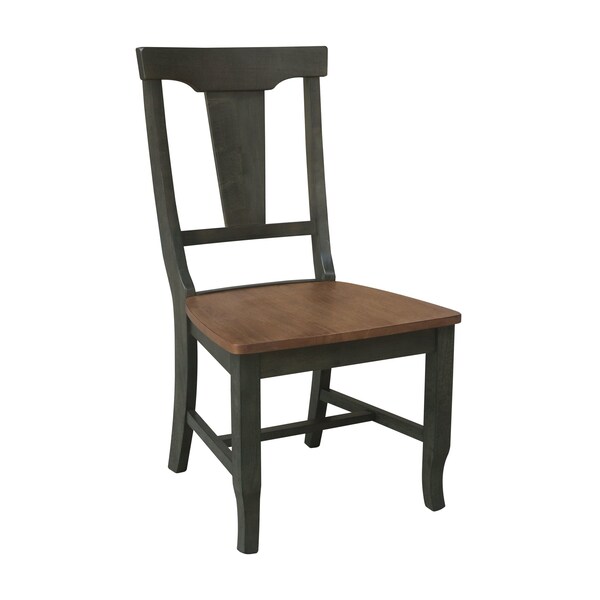 International Concepts Round Round 42 in. Dual Drop Leaf Dining Table with 2 Panel Back Chairs in Hickory/Washed Coal - K45-42DPT-27B-C110-2