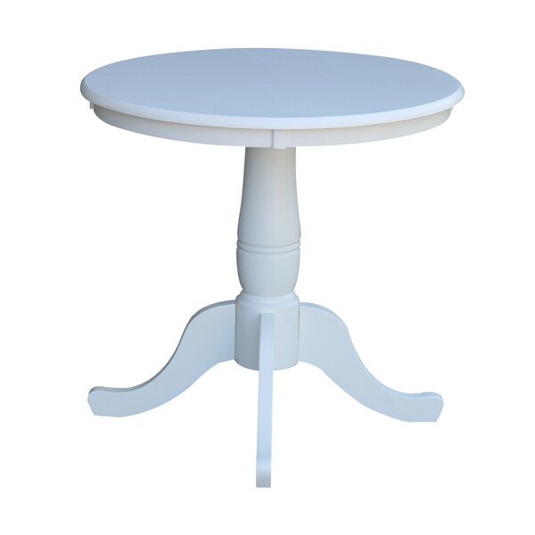International Concepts Round 30 in Round Top Pedestal Table, 28.9 inH, White, 30 in W, 30 in L, 28.9 in H, Wood, White - K08-30RT