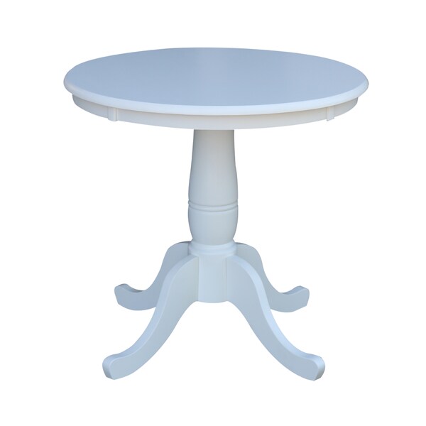 International Concepts Round 30 in Round Top Pedestal Table, 28.9 inH, White, 30 in W, 30 in L, 28.9 in H, Wood, White - K08-30RT