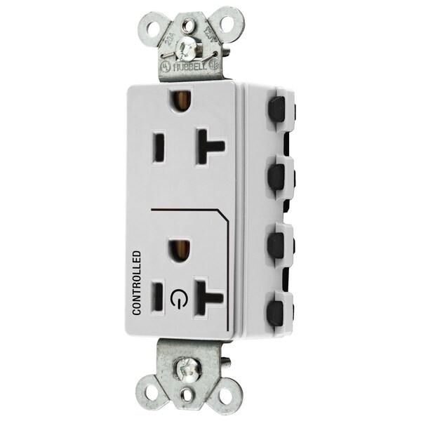 Hubbell Wiring Device-Kellems Straight Blade Devices, Receptacles, Style Line Decorator Duplex, SNAPConnect, 20A 125V, 2-Pole 3-Wire Grounding, Nylon, White - SNAP2162C1W