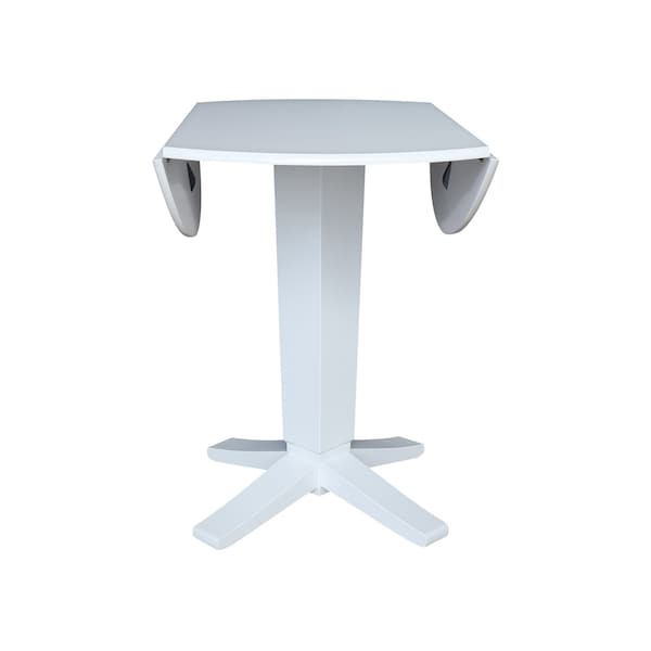 International Concepts 42 in. Solid Wood Round Dual Drop Leaf Dining Pedestal Table - 36.3 in.High in White - K08-42DPT-23B-36