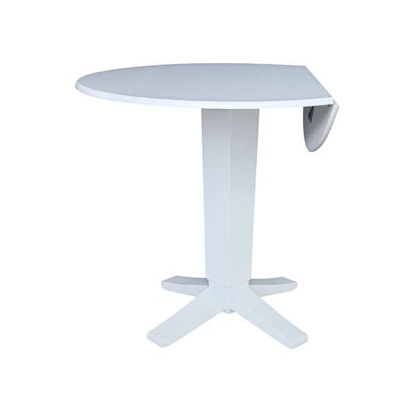 International Concepts 42 in. Solid Wood Round Dual Drop Leaf Dining Pedestal Table - 36.3 in.High in White - K08-42DPT-23B-36