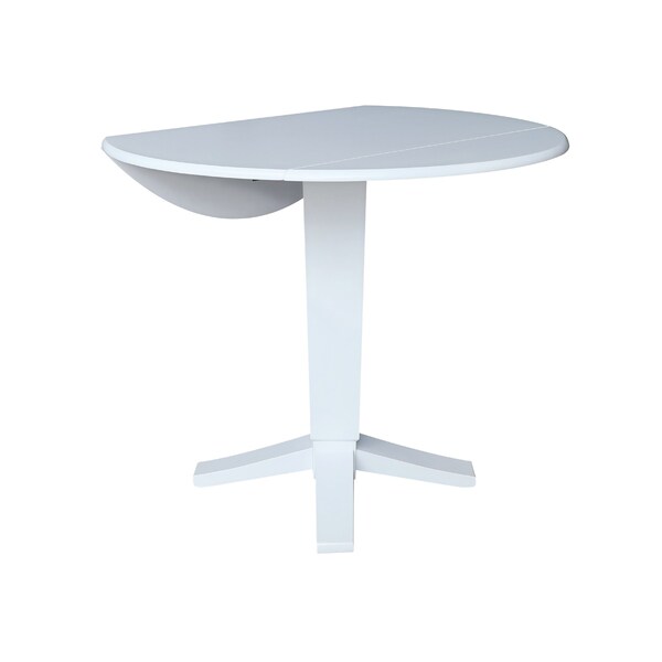 International Concepts 42 in. Solid Wood Round Dual Drop Leaf Dining Pedestal Table - 36.3 in.High in White - K08-42DPT-23B-36