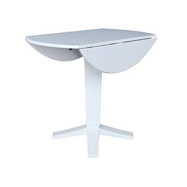 International Concepts 42 in. Solid Wood Round Dual Drop Leaf Dining Pedestal Table - 36.3 in.High in White - K08-42DPT-23B-36