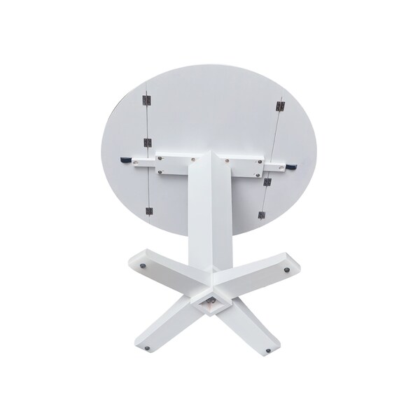 International Concepts 42 in. Solid Wood Round Dual Drop Leaf Dining Pedestal Table - 36.3 in.High in White - K08-42DPT-23B-36