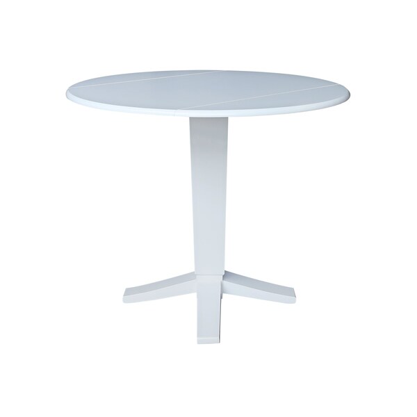 International Concepts 42 in. Solid Wood Round Dual Drop Leaf Dining Pedestal Table - 36.3 in.High in White - K08-42DPT-23B-36