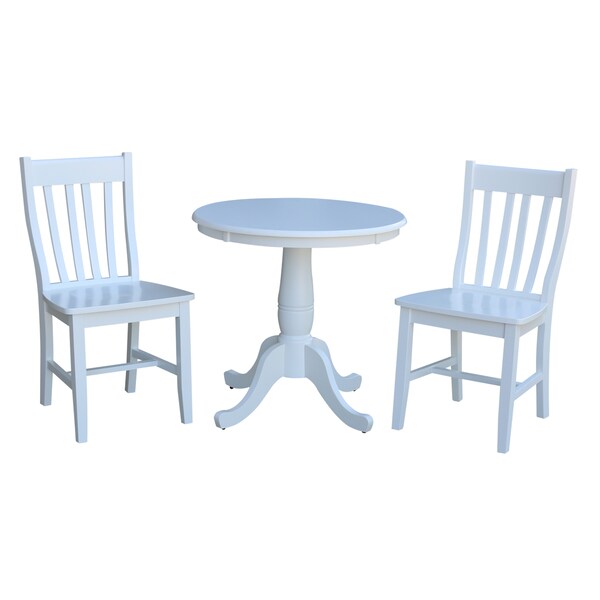 International Concepts Round 30 in Round Top Pedestal Table, with 2 C08-61 Chairs, White, 30 in W, 30 in L, 29.1 in H - K08-30RT-C61P