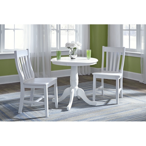 International Concepts Round 30 in Round Top Pedestal Table, with 2 C08-61 Chairs, White, 30 in W, 30 in L, 29.1 in H - K08-30RT-C61P