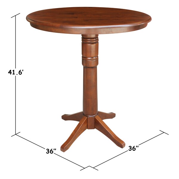 International Concepts Round 36 in Round Top Pedestal Table, 40.9 inH, Espresso, 36 in W, 36 in L, 40.9 in H, Wood - K581-36RT-27B-6B-2