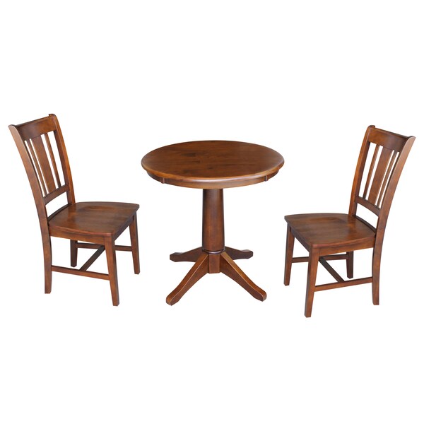 International Concepts Round 30 in Round Top Pedestal Table with 2 Chairs, Espresso, 30 in W, 30 in L, 29.9 in H, Wood - K581-30RT-27B-C10-2