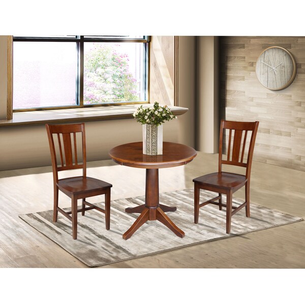 International Concepts Round 30 in Round Top Pedestal Table with 2 Chairs, Espresso, 30 in W, 30 in L, 29.9 in H, Wood - K581-30RT-27B-C10-2