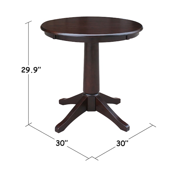 International Concepts Round 30 in Round Top Pedestal Table, 28.9 inH, Rich Mocha, 30 in W, 30 in L, 29.9 in H, Wood - K15-30RT-27B